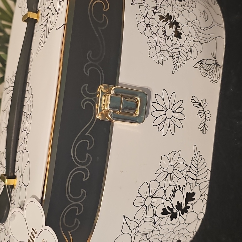 Chic Floral Cosmetic Train Case - Black and White - Picture 4 of 8
